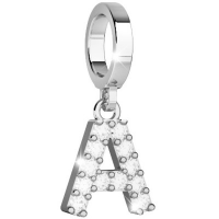 REBECCA -  Bronze rhodium charm letter shaped with zircons