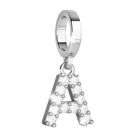 REBECCA -  Bronze rhodium charm letter shaped with zircons