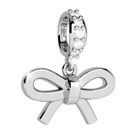 REBECCA - BRONZE PLATED PENDANT CHARM WITH ZIRCONS BIG BOW
