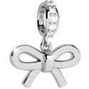 REBECCA - BRONZE PLATED PENDANT CHARM WITH ZIRCONS BIG BOW