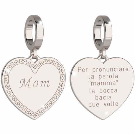 REBECCA - CHARM IN BRONZO PLACCATO  A FORMA DI CUORE "MOM"