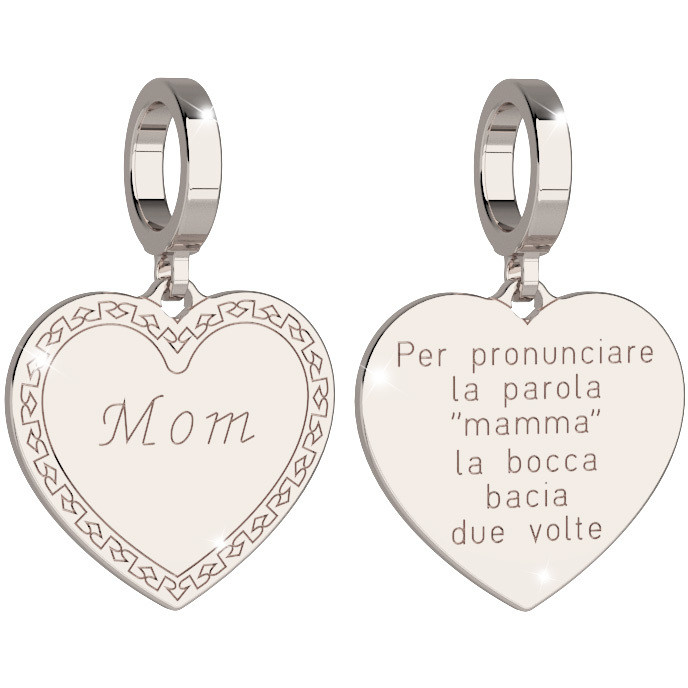 Depesche 11834-034 – Ciondolo Charm A Cuore Placcato Argento Con Pietre – In Scatola Regalo