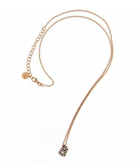 Rue Des Mille Girocollo Donna Argento 925 Con Corno E Zirconi - Made In Italy, Catena 38+4 Cm