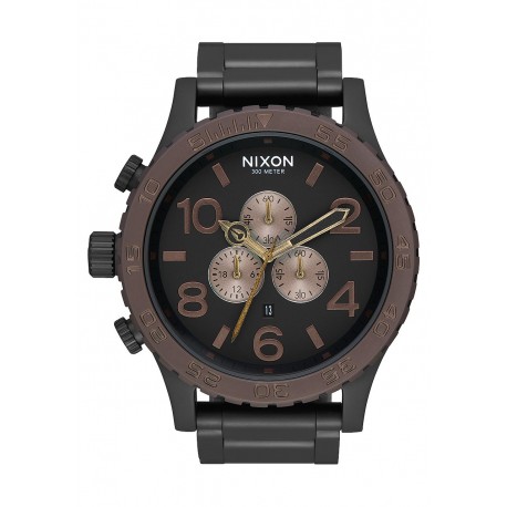 NIXON  51-30 Chrono , 51 mm  All Black / Brown / Brass