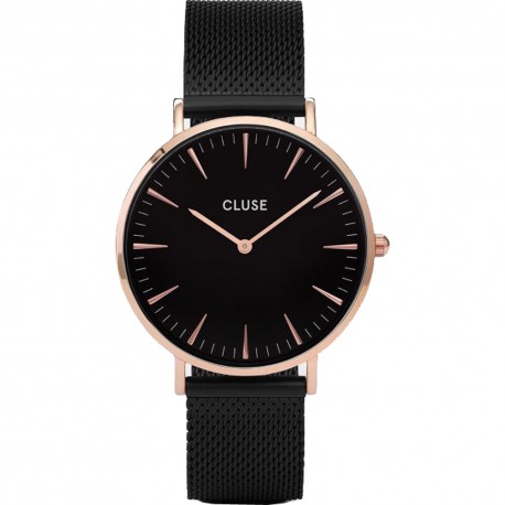 CLUSE LA BOHÈME MESH ROSE GOLD BLACK/BLACK