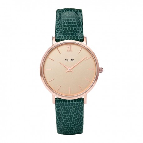 CLUSE - MINUIT ROSE GOLD CHAMPAGNE/EMERALD LIZARD