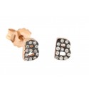 RUE DES MILLE - MICRO EARRINGS WITH INITIALS AND CHAMPAGNE ZIRCONIA