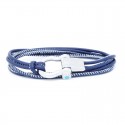 Sail-O® bracelet Altaïr in Navy Stitched Leather 2 rows