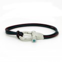 Sail-O® bracelet Altaïr in Navy Red Stitched Leather 1 row