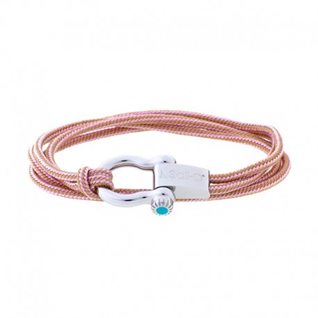 Sail-O® bracelet Altaïr in Pink and Champagne Nautical Rope 2 rows