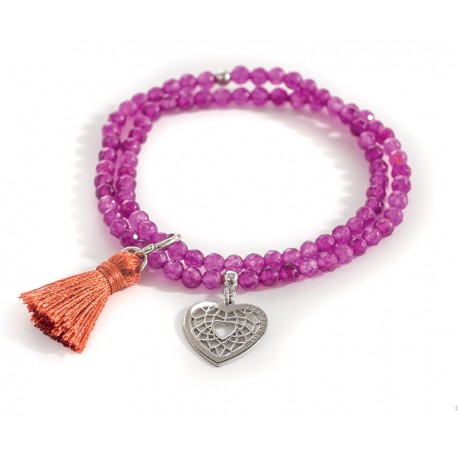 CUOREPURO BRACELET WITH HEART AND FUCHSIA STONES