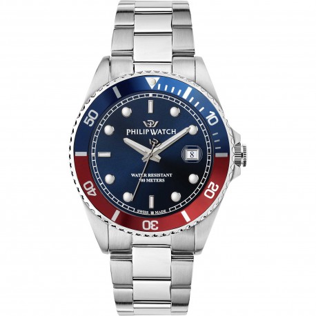 PHILIP WATCH CARIBE ONLY TIME BLUE/RED