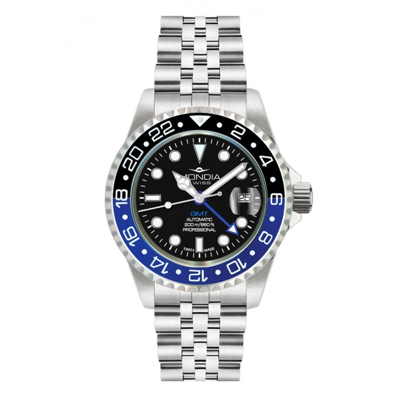 MONDIA ICON GMT 43mm Jubilee | Mondia Orologi | MS-214-SBKBL-BK-GB