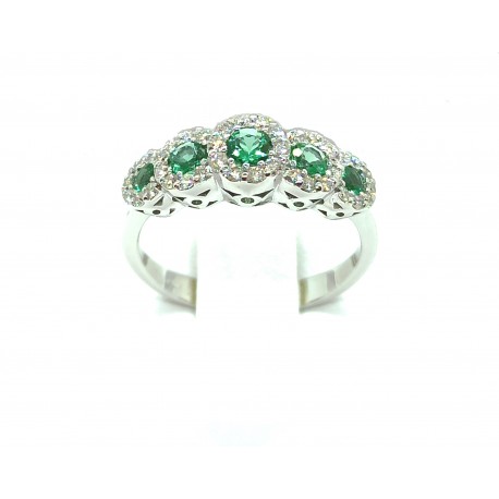 Veretta ring - 18kt gold with emeralds and diamonds