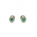 18kt gold earrings with emeralds and diamonds