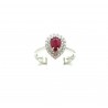18kt gold ring with drop Ruby and diamonds