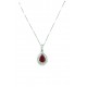 18kt gold necklace with drop Ruby pendant and diamonds