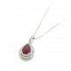 18kt gold necklace with drop Ruby pendant and diamonds