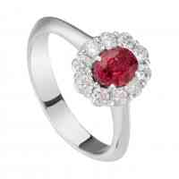 OVAL RUBY RING 6X5 AND DIAMONDS ct 1.46 - G VS