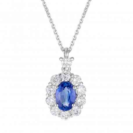 6X4 OVAL SAPPHIRE PENDANT NECKLACE AND DIAMONDS