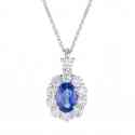 6X4 OVAL SAPPHIRE PENDANT NECKLACE AND DIAMONDS