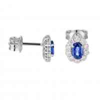 4X5 OVAL SAPPHIRES AND DIAMONDS EARRINGS