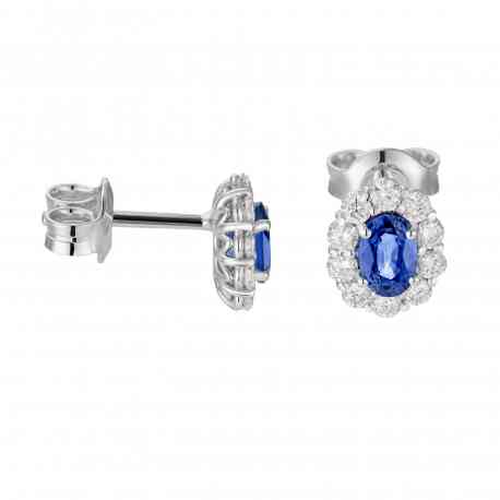 4X5 OVAL SAPPHIRES AND DIAMONDS EARRINGS