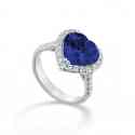 ANELLO DIAMANTI E TANZANITE 11X11 A CUORE