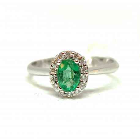 Ring with 6 x 4 emerald and diamonds