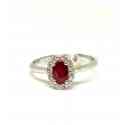 Ring with 6 x 4 ruby ​​and diamonds