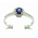 Solitaire ring in 18kt gold with sapphire and diamonds
