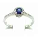 Solitaire ring in 18kt gold with sapphire and diamonds