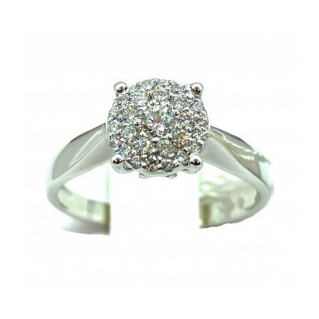 Solitaire ring in 18kt gold multi-stone in diamonds