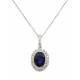 18kt gold necklace with oval Sapphire and diamonds pendant