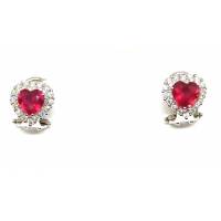 Ruby heart earrings 6 x 5 ct 2.29 and diamonds