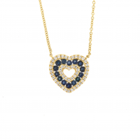 I Gioielli del Sole - Collana con ciondolo Cuore Zaffiri e Diamanti