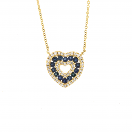 I Gioielli del Sole - Collana con ciondolo Cuore Zaffiri e Diamanti